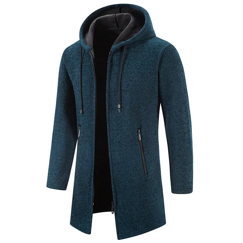 Men's Zip-Up Hooded Cardigan Sweater with Wool Lining (Plus) Men's Zip-Up Hooded Cardigan Sweater with Wool Lining (Plus)