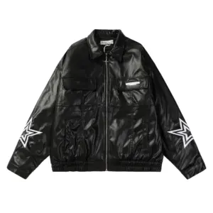 Street-Ready Men’s PU Leather Motorcycle Jacket in Black, White