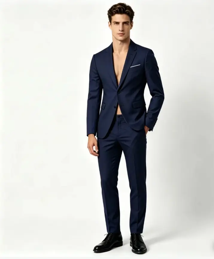 Slim Fit Men’s Business Suit Set with Double Breasted Buttons