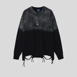 Washed-look Ombre Loose Fit Cotton Bottoming Shirt for Teens