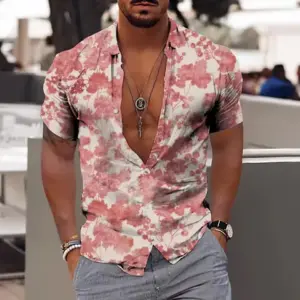 4-Way Stretch 3 D Digital Print Men’s Short Sleeve Shirt