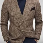 Slim Fit Plaid Blazer Jacket for Men, Double-Breasted