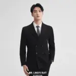 Structured Men’s Plus Size Three-Piece Suit Set, Black
