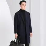 Slim-fit Youth Korean-style Mid-length Wool Coat For Men