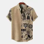 Breathable Linen Printed Short Sleeve Shirt for Men