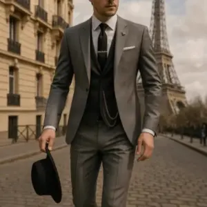 Men’s Three-Piece Suit Set for Banquets, Polyester - XXL