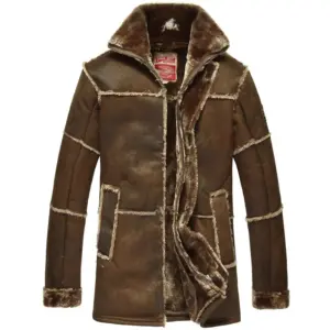Streamlined Mid-Length Men’s Genuine Leather Jacket with Zip Flap
