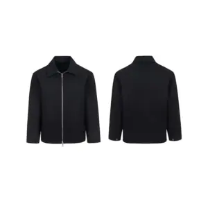 Cropped Loose-Fit Black Men’s Jacket with Side Seam Pockets