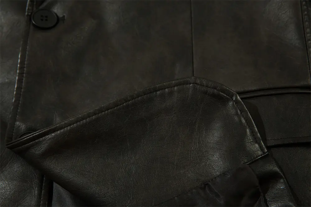 Loose Fit Black PU Leather Suit Jacket for Winter - Men