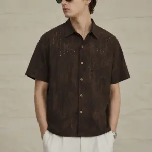 Retro Tie-Dye Loose-Fit Short Sleeve Shirt for Men