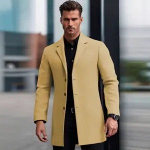 Slim Fit Lapel Coat for Youth, Mercerizing Finish