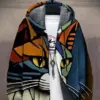 Windproof Hooded Winter Print Plush-Lined Jacket for Men