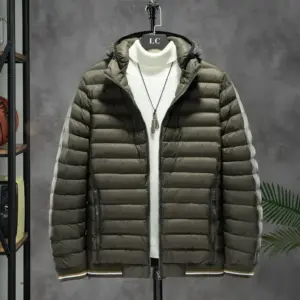 Light Warmth Men’s Cotton-Padded Jacket, Detachable Hood