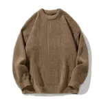 Textured Solid Color Knit Sweater for Casual, Loose Fit