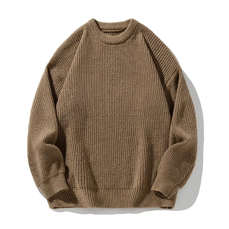 Textured Solid Color Knit Sweater for Casual, Loose Fit