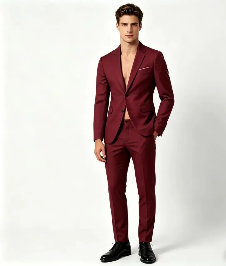 Slim Fit Men’s Business Suit Set with Double Breasted Buttons