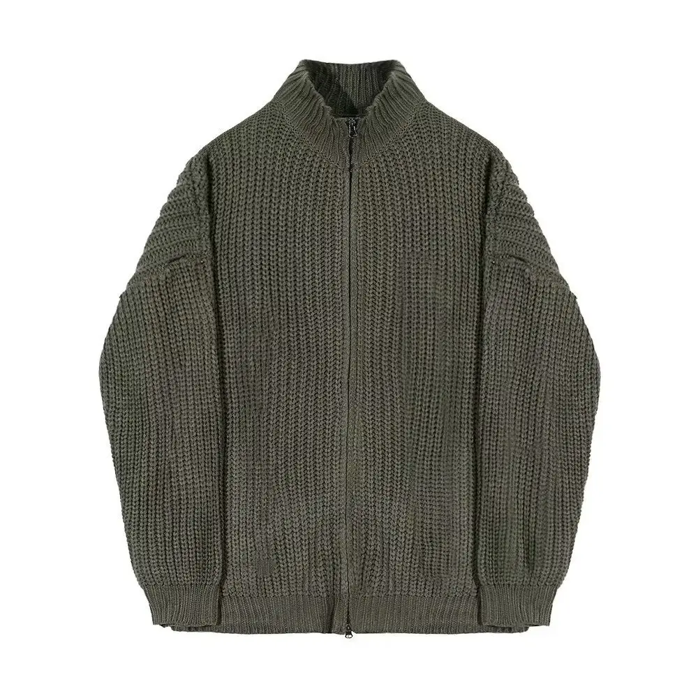 Warm Half Turtleneck Men’s Sweater Cardigan for Spring, Loose Fit
