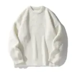 Textured Solid Color Knit Sweater for Casual, Loose Fit
