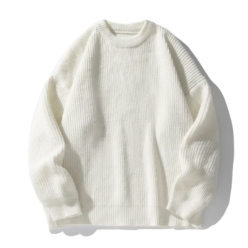 Textured Solid Color Knit Sweater for Casual, Loose Fit