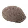 Fashion Retro Octagonal Hat Male Fashion Plaid Beret