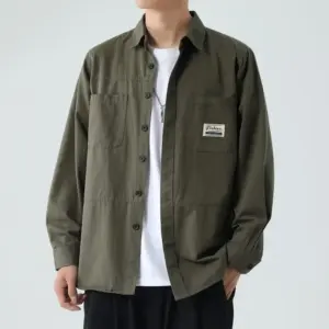 Breathable Pure Cotton Men’s Workwear Shirt, Loose Fit