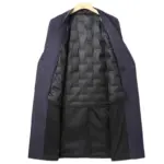 Double-Breasted Long Wool Coat with Straight Hem