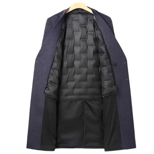 Double-Breasted Long Wool Coat with Straight Hem