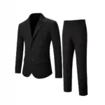Tailored Black 2-Piece Suit Set for Men - Polyester