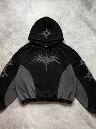 Loose Fit Men’s Pullover Hoodie Sweatshirt - Black Polyester