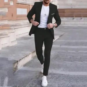 Slim Fit Cotton Men’s Casual Suit Set - Two-Piece