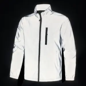 Reflective Stand-Up Collar Men’s Jacket for Sports - Polyester