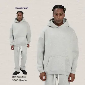 Fleece-Lined Loose Fit Men’s Hooded Sweatshirt Set