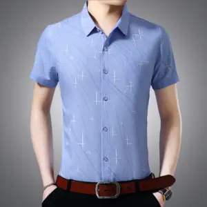 Wrinkle-Resistant Iron-Free Men’s Lapel Shirt, Slim Fit