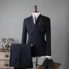 Slim Fit Double-Breasted Striped Suit for Men - Regular Slim Fit Double-Breasted Striped Suit for Men - Regular