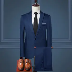 Solid Color Leisure Suits For Men Two-piece Set