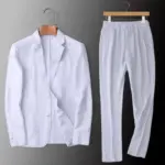 Breathable Linen Suit Set for Men, Slim Fit Lightweight