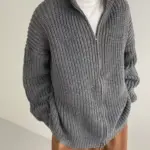 Warm Half Turtleneck Men’s Sweater Cardigan for Spring, Loose Fit