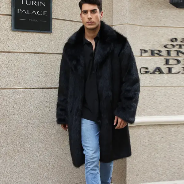 Windproof Insulated Faux Fur Coat with Fur Collar Pockets