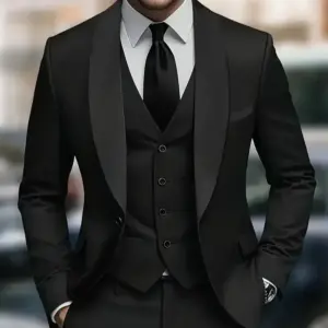 Slim Fit 3-Piece Mens Suit Set Made-to-Order Polyester