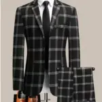 Mens Casual Suit Set with Slim Fit, Nylon Blend - Black/Gray/Brown