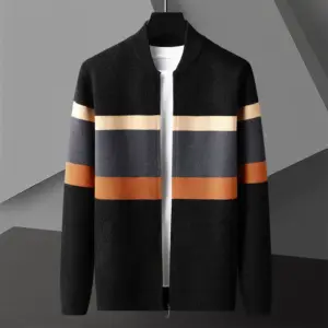 Relaxed-Fit Men’s Knitted Cardigan Sweater Jacket for Fall