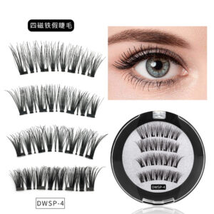 Factory direct sales magnet eyelashes four magnetic phase attraction glue free magnetic eyelashes cross-border magnetic force 3d false eyelashes