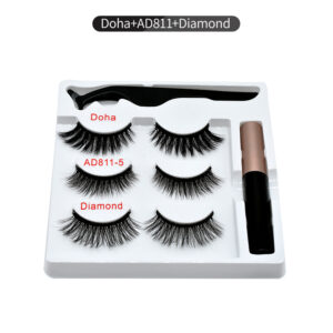 Factory direct sale magnetic false eyelashes liquid eyeliner magnetic eyelashes set 3 pairs magnetic eyelashes + liquid eyeliner + tweezers