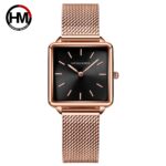 Reliable Quartz Movement Rose Gold Square Women Wristwatch