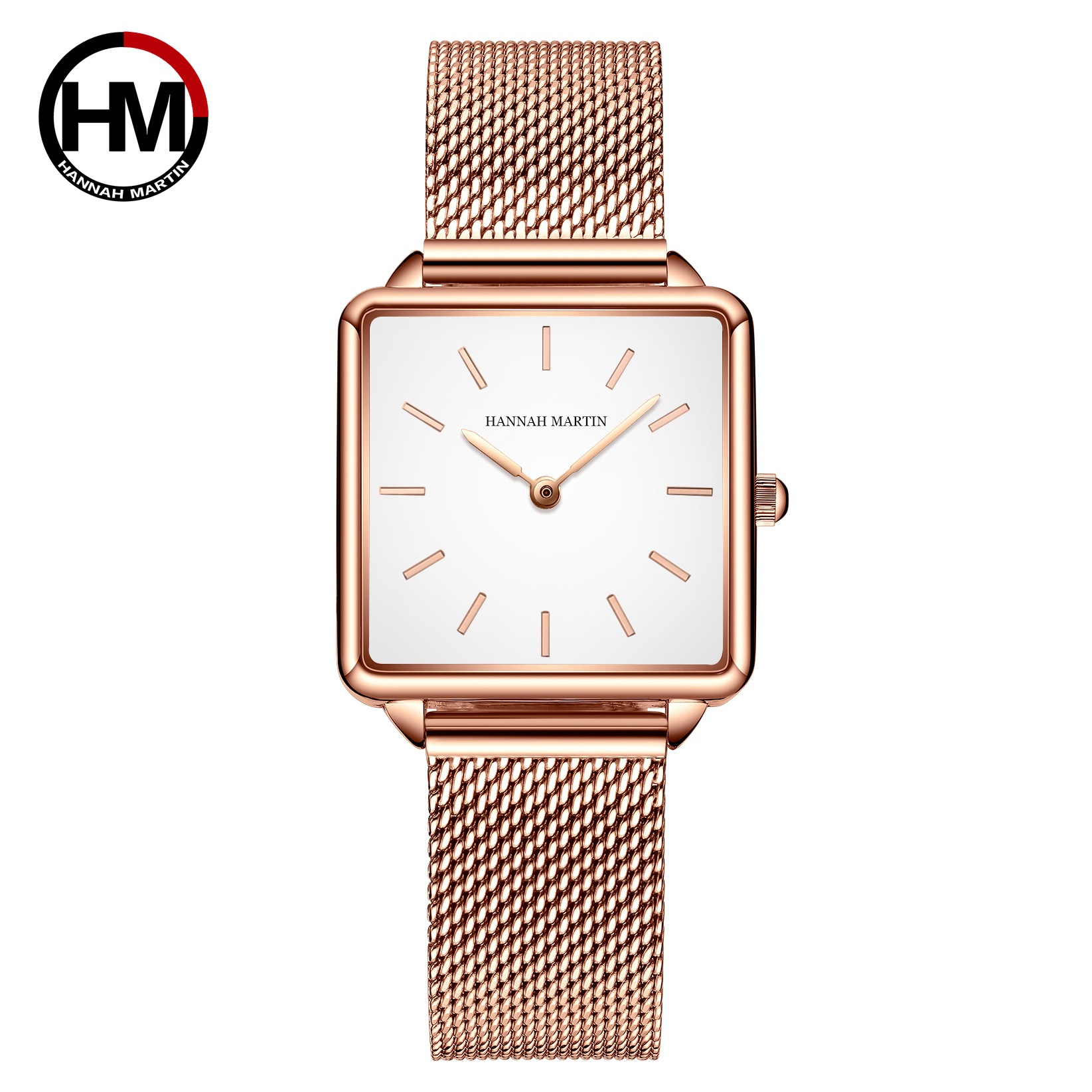Reliable Quartz Movement Rose Gold Square Women Wristwatch