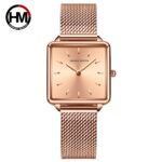 Reliable Quartz Movement Rose Gold Square Women Wristwatch