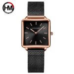 Reliable Quartz Movement Rose Gold Square Women Wristwatch