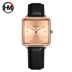 Reliable Quartz Movement Rose Gold Square Women Wristwatch