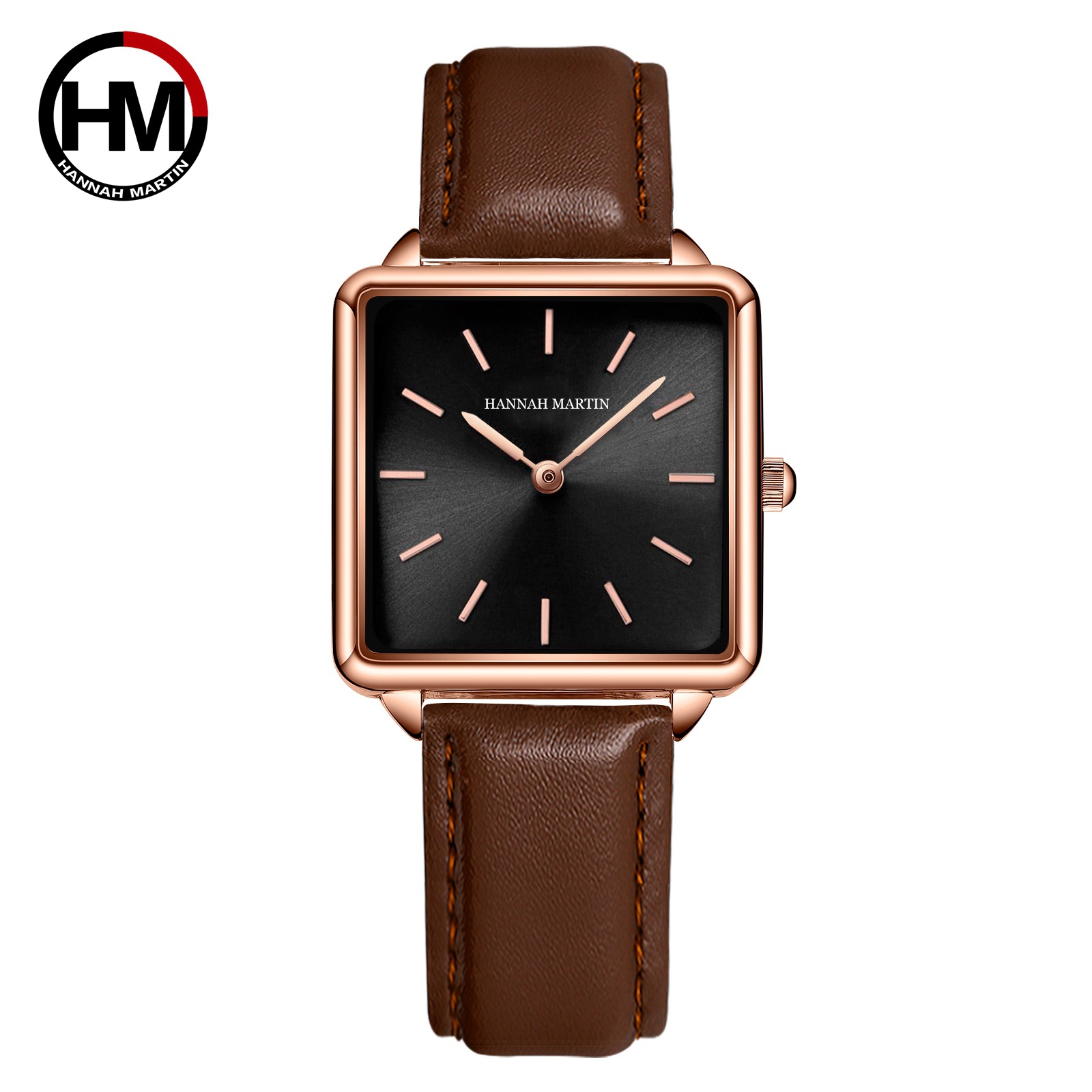 Reliable Quartz Movement Rose Gold Square Women Wristwatch