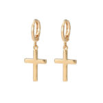 Rose Gold Cross Earrings for Women in Copper, Glossy